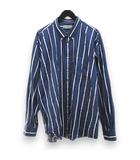 エルエルビーン L.L.BEAN ストライプ柄 長袖 シャツ XL 青系 ブルー ボタンダウン 胸ポケット