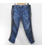 マルニ MARNI サイド スタッズ デニムパンツ クロップド丈 24-0 青系 ブルー ジップフライ 切替 加工