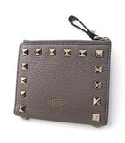 ヴァレンティノ ガラヴァーニ VALENTINO GARAVANI ロックスタッズ コンパクトウォレット 2つ折り 財布 スタッズ グレージュ レザー