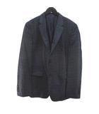 ヒューゴボス HUGO BOSS チェック柄 セットアップ スーツ 50 紺系 ネイビー テーラード 裏地 イタリア製 毛 ウール