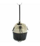  オルセット ORSETTO LUCE 巾着バッグ ショルダーバッグ キャンバス レザー ロゴ 切替 ベージュ 黒 ブラック /BB