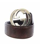 グッチ GUCCI グッチシマ インターンロッキング レザー ベルト 85/34 ブラウン 114984 /TK ■OH