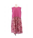  ロージーモンスター Rosy monster floral dress フラワードレス フレアワンピース ギャザー ミモレ ロング ノースリーブ クルーネック 切替 花柄 F ピンク タグ付き /BB