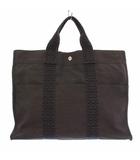 エルメス HERMES エールラインMM トートバッグ ハンドバッグ Hロゴ 総柄 バイカラー グレー 黒 ブラック /BB ■OH