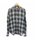 ジャンネット GIANNETTO リネンシャツ 長袖 チェック XL 緑 白 /KH