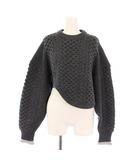 ナゴンスタンス nagonstans 24AW cropped cable pullover クロップドケーブルプルオーバー ニット セーター 長袖 クルーネック アシンメトリー ウール M グレー タグ付き 470HA870-1390 /BB