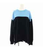 ナゴンスタンス nagonstans 25SS バイカラープルオーバー bi-color pullover ニット セーター クルーネック 長袖 M 黒 ブラック 水色 ライトブルー 470IS870-0561 /YT