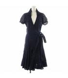 ダイアンフォンファステンバーグ DIANE von FURSTENBERG ワンピース ロング丈 半袖 カシュクール レース コットン 4 紺 ネイビー 404-140641 /AN44