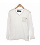 Tシャツ 長袖 Vネック L 白 /UO