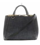 フェンディ FENDI プチトゥジュール ハンドバッグ ショルダーバッグ 2way デニム レザー 紺 ネイビー 8BH253 /AN4 ■OH
