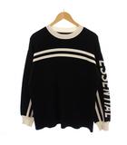 ダブルスタンダードクロージングヒム D/him. ESSENTIAL 23SS プルオーバーニット セーター 長袖 クルーネック ロゴ 48 黒 白 0709-040-231B /BM