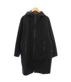 デサント DESCENTE TOMORROWLAND別注 GORE-TEX レインコート アウター ロング丈 ジップアップ フード ロゴ プリント M 黒 ブラック /BB