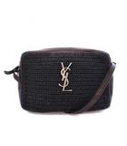 イヴサンローラン YVES SAINT LAURENT ルー カメラバッグ ショルダーバッグ カサンドラ ラフィア 黒 468537 /KH ■OH