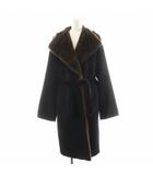 マックスマーラ MAX MARA コート ロング丈 リボン付き アルパカ フォックスファー アウター 42 黒 ブラック 茶 ブラウン /AN31
