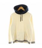 シュプリーム SUPREME 15AW クラシック ロゴ フーディ スウェットシャツ CLASSIC LOGO HOODED SWEATSHIRT パーカー プルオーバー 刺繍 コットン M アイボリー 紺 ネイビー /AN38