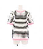 シャネル CHANEL 24SS タグ付き Tシャツ カットソー 半袖 ココマーク パイル地 ボーダー 34 白 黒 P77055K11124 /KH