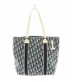 クリスチャンディオール Christian Dior トロッター トートバッグ ハンドバッグ ショルダーバッグ ロゴ エナメル PVC 紺 ネイビー 白 ホワイト /AN2 ●D ■OH