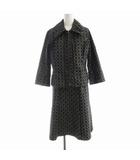 ヒロコビス HIROKO BIS スーツ セットアップ ノースリーブワンピース ひざ丈 ジップアップジャケット 総柄 11 黒 ブラック グレー RBJEG-18270 /RO