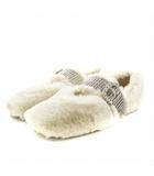 ジミーチュウ JIMMY CHOO KRISTA FLAT フラットシューズ パンプス ビジュー ファー 37 白 ホワイト /AN8