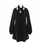 バーバリーブルーレーベル BURBERRY BLUE LABEL ニットワンピース ミニ ウール マフラー付き 長袖 38 黒 ブラック FBF43-859-09 /HN