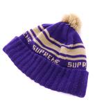 シュプリーム SUPREME Classic Stripe Beanie クラシックストライプビーニー ニット帽 帽子 ポンポン ロゴ 紫 パープル ベージュ /BB