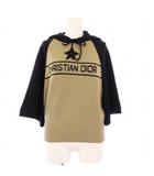 クリスチャンディオール Christian Dior 22AW ニットパーカー 七分袖 プルオーバー カシミヤ ロゴ I42 ブラック ベージュ 254S56AM054 /KH