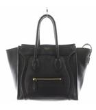 セリーヌ CELINE ラゲージマイクロショッパー トートバッグ ハンドバッグ レザー 黒 ブラック /AN2 ■OH