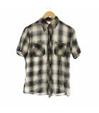 シェラック SHELLAC オンブレチェックシャツ 半袖 44 黒 ブラック ベージュ 38112 /OR