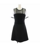 フォクシー FOXEY シルクレースドレス silklace dress ワンピース ひざ丈 半袖 絹 シルク混 タグ付き 38 黒 ブラック 37607 /YT