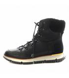 コールハーン COLE HAAN ゼログランド ショートブーツ レースアップ ボア レザー 8.5 黒 ブラック W20880 /AN13