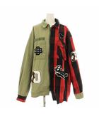 ダブルスタンダードクロージング ダブスタ DOUBLE STANDARD CLOTHING オリジナルドッキングシャツ シャツジャケット クレイジーパターン ジップアップ チェック柄 ワッペン プリント F カーキ 赤 レッド 黒 ブラック 0204570233 /KU