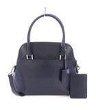フォクシー FOXEY マカロングランデ 2WAY ハンドバッグ ショルダーバッグ レザー コンパクトミラー付き 紺 ネイビー /BB