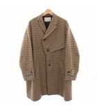 カラー kolor アシンメトリーチェックコート Asymmetry Check Coat チェスターコート アウター ロング ガンクラブチェック 2 茶 ブラウン 22WCM-CO4102 /YT