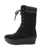 トッズ TOD'S ミドルブーツ レースアップ 厚底 スエード レザー 切替 38.5 黒 ブラック /BB