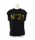 ヌメロヴェントゥーノ N°21 Tシャツ カットソー ノースリーブ メッシュ 切替 ロゴ 38 黒 17P-E071-4171 /TK