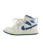 ナイキ NIKE JORDAN 1 MID SE ジョーダン スニーカー シューズ 子ども靴 ジュニア ハイカット US12C 18cm ホワイト ブルー FN7493-141 /NQ