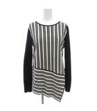マックスマーラ MAX MARA ニット セーター S 黒 ブラック 白 ホワイト 長袖 ストライプ柄 /GV