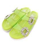 ロジェヴィヴィエ ROGER VIVIER 23SS SLIDY VIV スライディーヴィヴ サンダル メッシュ ビジュー 装飾 40 黄緑 ライトグリーン /BB