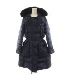 バーバリーブリット BURBERRY BRIT ダウンコート ロング丈 フード ファー アウター M 紺 ネイビー 3998888 /AN32