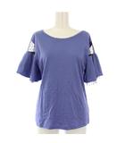 Tシャツ カットソー 半袖 チュール ドット 切替 34 ブルー 25050700701010 /TK