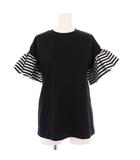RUFFLED TEE ラッフルTシャツ カットソー 半袖 切替 36 ブラック BD1811-2C-04 /KH