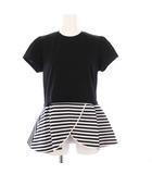 PEPRUM TEE ペプラムTシャツ カットソー 半袖 ボーダー切替 38 ブラック BD1811-2C-01 /KH
