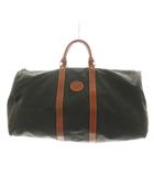 ハンティングワールド HUNTING WORLD ボストンバッグ ハンドバッグ 総柄 キャンバス レザー カーキ 茶 ブラウン /AN9