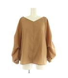 シャツ ブラウス 長袖 Vネック プルオーバー ボリュームスリーブ タック 3 ベージュ /MY ■OS