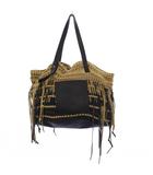 ロエベ LOEWE BOLSO WOVEN トートバッグ ショルダーバッグ レザー スエード ベージュ ブラック /KH ■OH