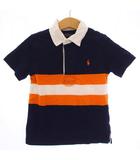 ポロ ラルフローレン POLO RALPH LAUREN ポロシャツ 半袖 ボーダー柄 ロゴ刺繍 4 紺 オレンジ /BM