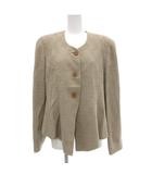ジョルジオアルマーニ GIORGIO ARMANI LE COKKEZIONI ノーカラージャケット ジャガード シルク混 42 ベージュ /JS