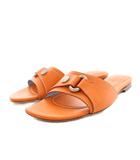 セリーヌ CELINE サンダル ミュール フラット レザー マカダム柄 保存箱付き 35 オレンジ /YT