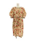 ルルロジェッタ ルールロジェット leur logette 花柄 ワンピース 06130 パフスリーブ 半袖 ひざ丈 2 ベージュ ピンク /☆G