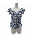 ラルフローレン RALPH LAUREN シャツ ブラウス 半袖 ラウンドネック 花柄 9 紺 ネイビー 白 ホワイト /YS23